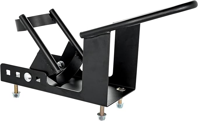 Camco Motorcycle Wheel Chock for Trailer - Includes Handlebar Straps & Mounting Hardware - Keep Your Motorcycle Upright During Transit - Mountable to Trailer or Truck Bed - Universal Tire Fit (66100)