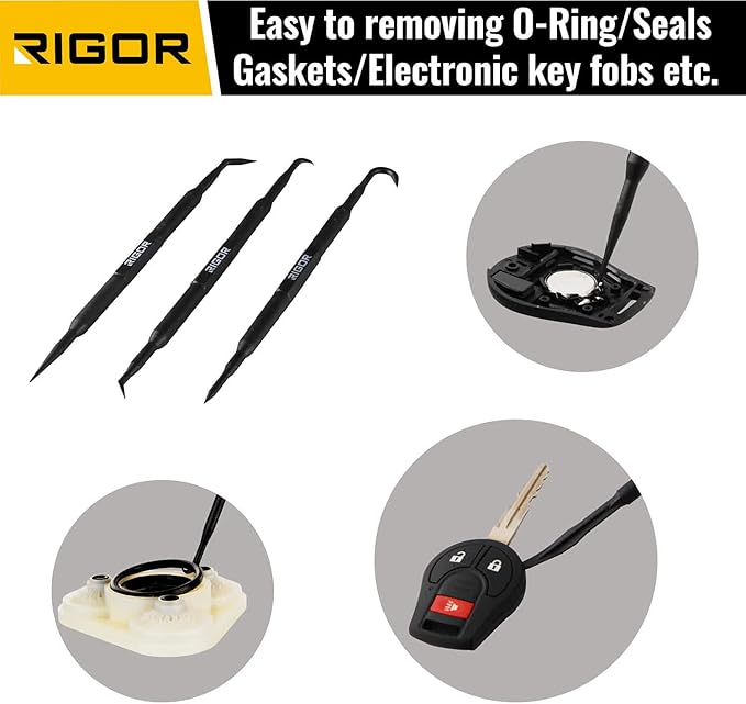 RIGOR 56001 Non-Marring Pick and Pry Bar Set, 6 PCS | Removal Lever Set | Replacing Gaskets, Oil Seals, O-Rings, Small Part