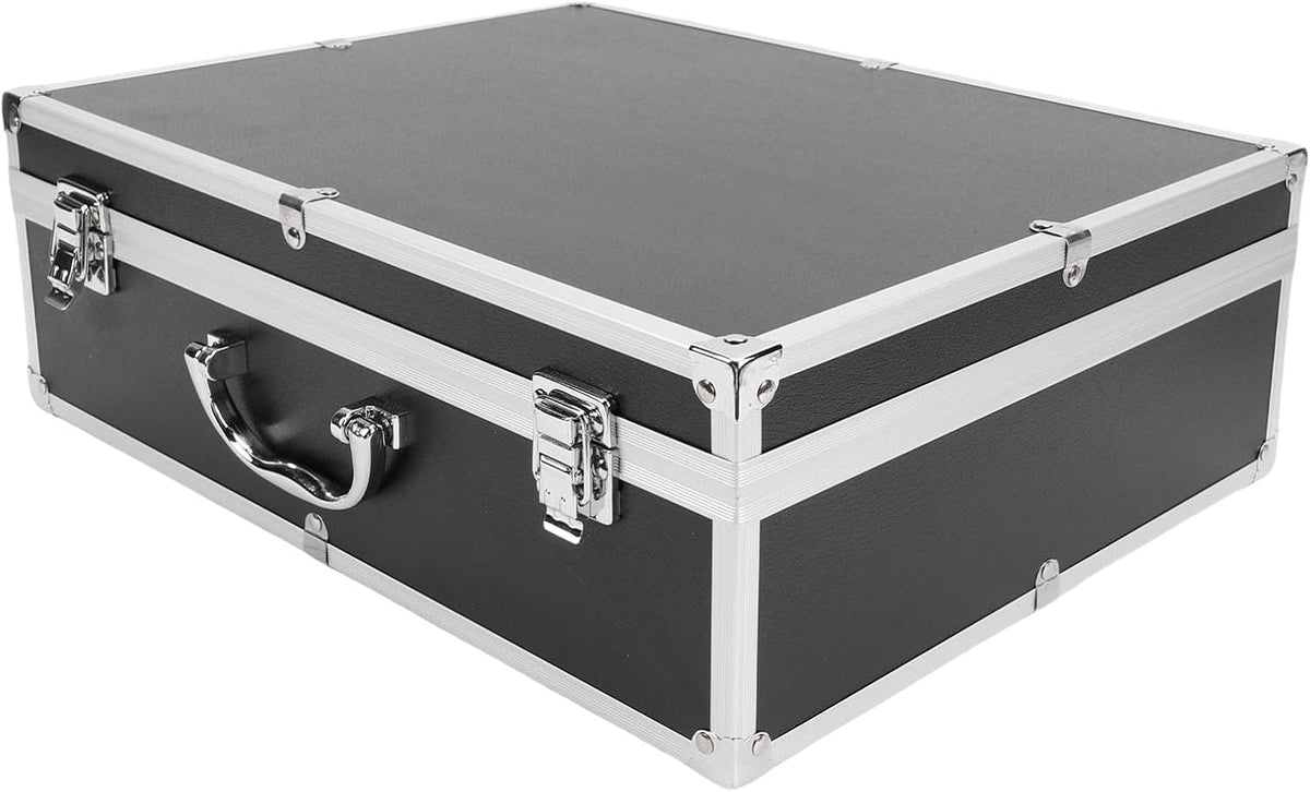 ASHATA Hard Shell Carrying Case for Wireless Mic System Storage, Aluminum Alloy Sturdy Build, Holds 4 Microphones Compact Storage Bag for Receiver & Accessories