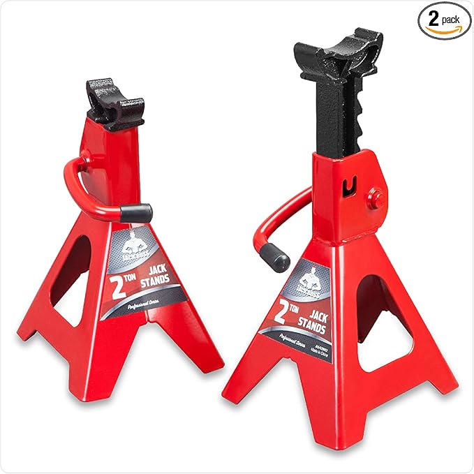 Jack Boss Jack Stands 2 Ton (4,000 LBs) Lifting Car Stand, Fit Use for Cars Automotive Small Vehicles, Red, 2 Pack