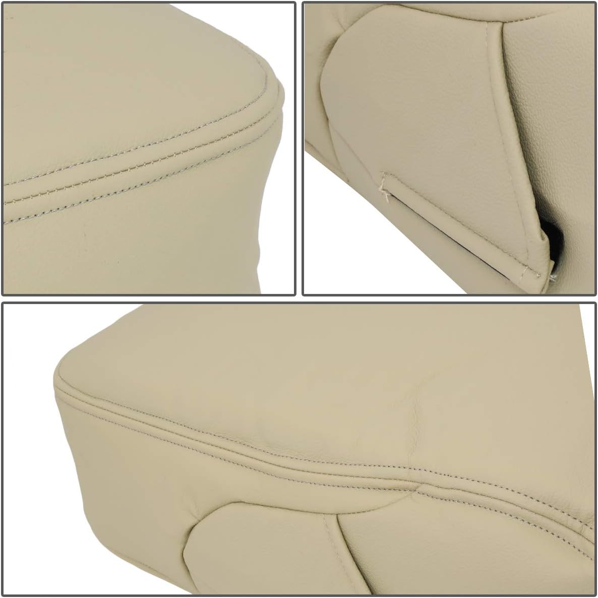 DNA MOTORING Center Console Armrest Cover Compatible with 07-14 Silverado Sierra 1500 2500HD 3500HD / Suburban/Tahoe/Yukon, Beige Leather Armrest Lid Covering, ZTL-Y-0067