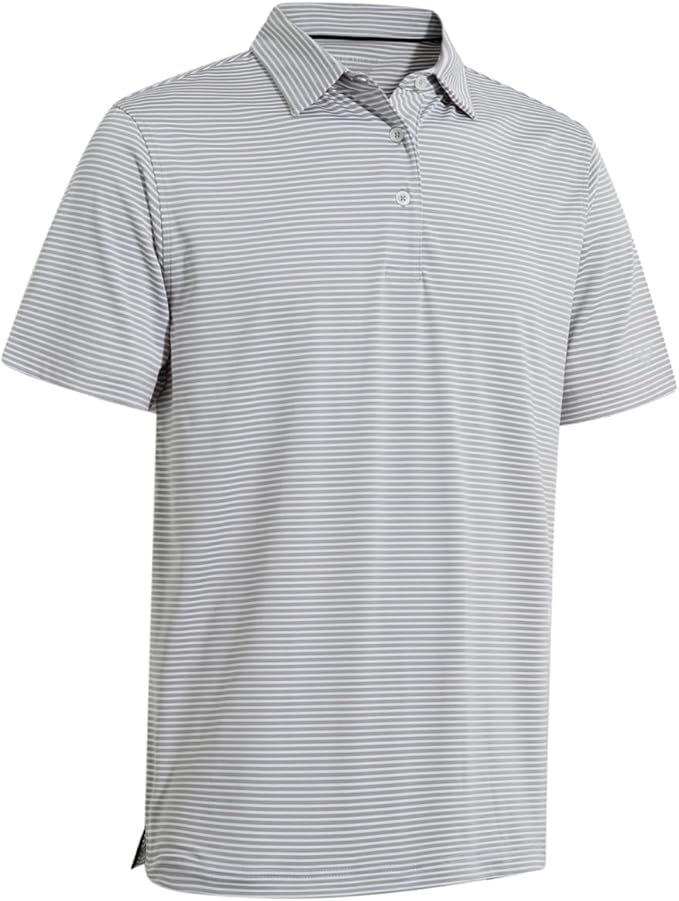 Men's Golf Polo Shirts Short Sleeve Striped Performance Moisture Wicking Dry Fit Golf Shirts for Men