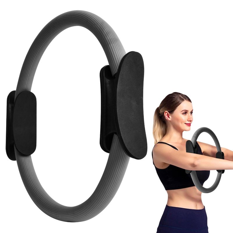 XuYelora 15" Pilates Ring, Dual-Grip Pilates Ring Lightweight Circle Yoga Rin-g for Enhance Thigh and Arm Strength, Body Exercise Tool for Home Gym(Color:Gray)