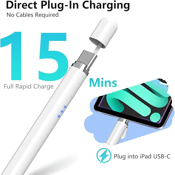 Stylus Pen for Apple iPad 2018–2026, Magnetic Charging iPad Pencil 2nd