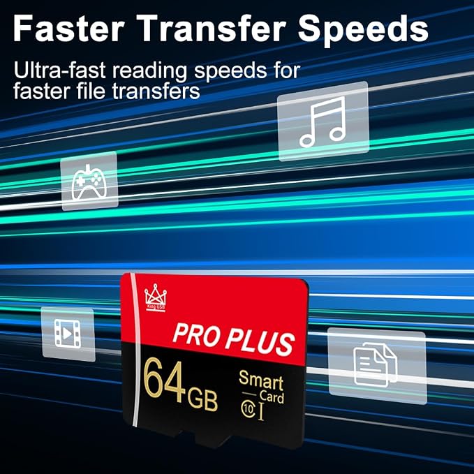 3 Pack Memory Card 64GB with Adapter, High Speed TF Card, UHS-I C10 A1 Memory