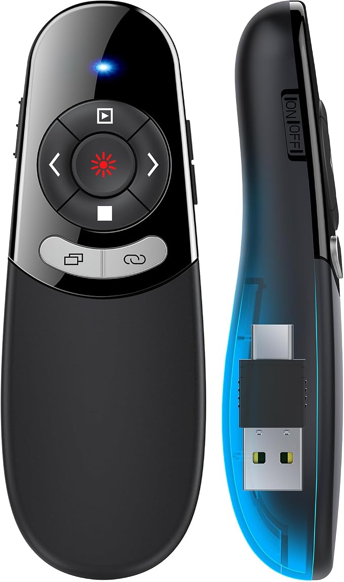 2 in 1 Type C USB Presentation Clicker，Wireless Presenter Remote PowerPoint