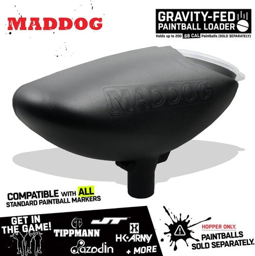Maddog 200 Round Paintball Loader - .68 Cal Gravity-Fed Hopper | Universal Marker Accessory