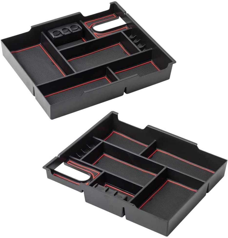 Center Console Organizer Tray for Toyota Tundra 2014-2021 Accessories, Red