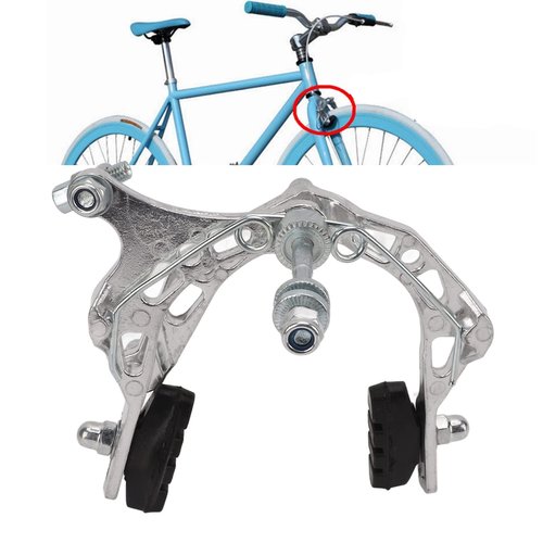 equlup Bike Brake Caliper, Aluminum Alloy Bike Brake Caliper Universal Front and Rear Bike Brake Cycling Accessory for Bikes, Motorcycles (Silver)