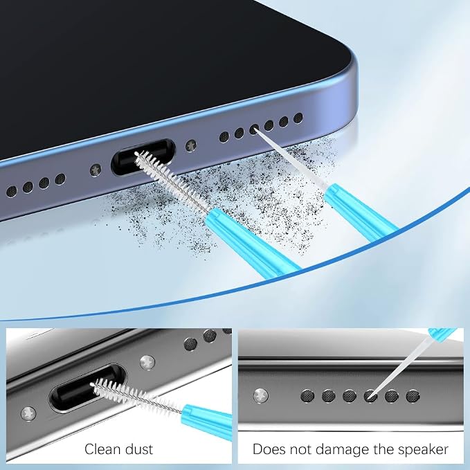 Charging Port Cleaner, Anti-Clogging Mini Brushes & Hook Dual Side Phone Cleaner