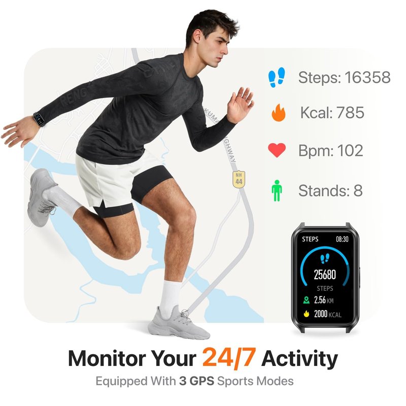 SGJIK Smart Watch Fitness Tracker with Make Call 24/7 Heart Rate Blood Pressure Sleep Monitor, 100+ Sports Modes, Calorie Step Counter for Walking, IP68 Waterproof, Smart Watches for Men Women