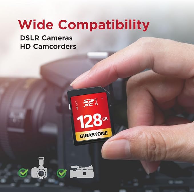 GIGASTONE 128GB SD Card 2-Pack UHS-I U1 Class 10 SDXC Memory Card High Speed