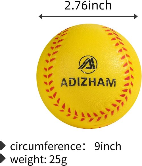Foam Baseballs - 12 Pack of 9-Inch Soft T-Balls for Youth Practice | Safe for Throwing & Catching