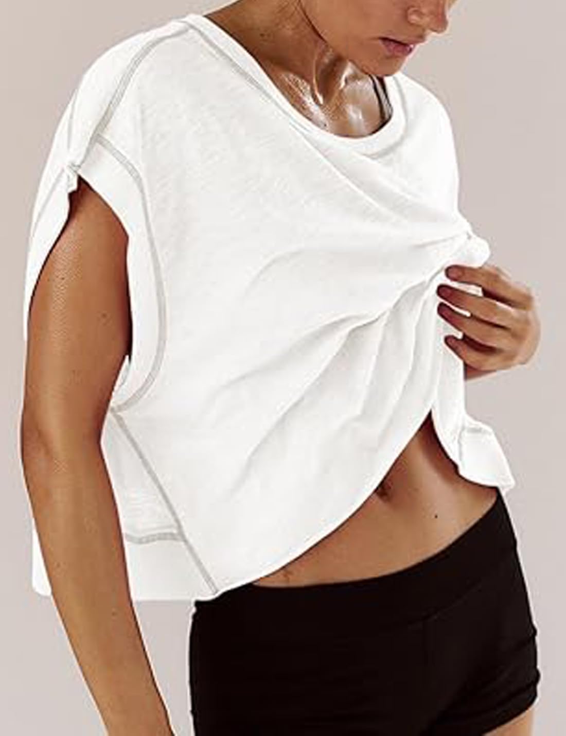 Skiennix Women's Backless Workout Tops - Short Sleeve Yoga Crop Tees for Active Lifestyle