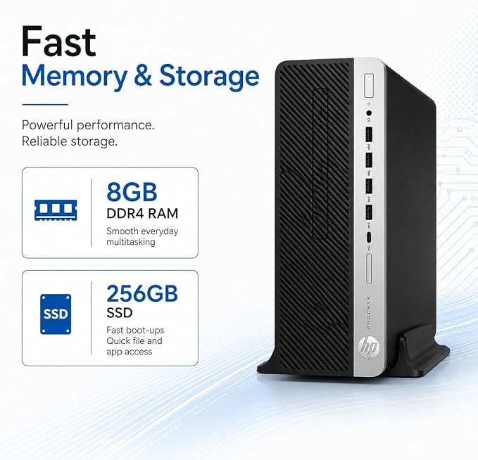 HP ProDesk 600 G5 SFF Slim Business Desktop Computer PC (Renewed) | Intel Core i5-9500, 8GB RAM, 256GB SSD, Wi-Fi, USB Ports, DisplayPort, RJ-45, Windows 11 Pro PC