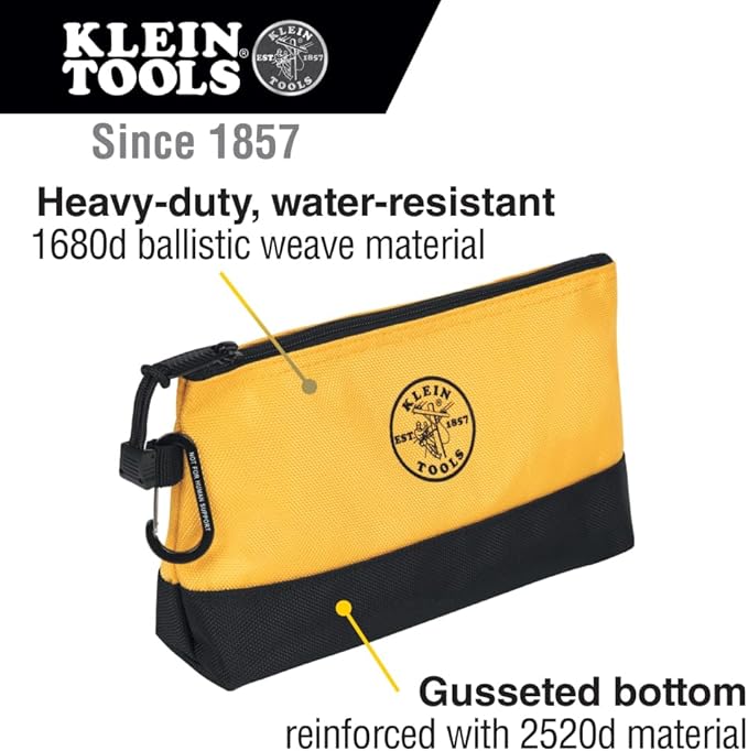Klein Tools 70553 31-Piece Pro Folding Hex Key Set with 5-Pack Stand-Up Zipper Tool Pouch Bag Set