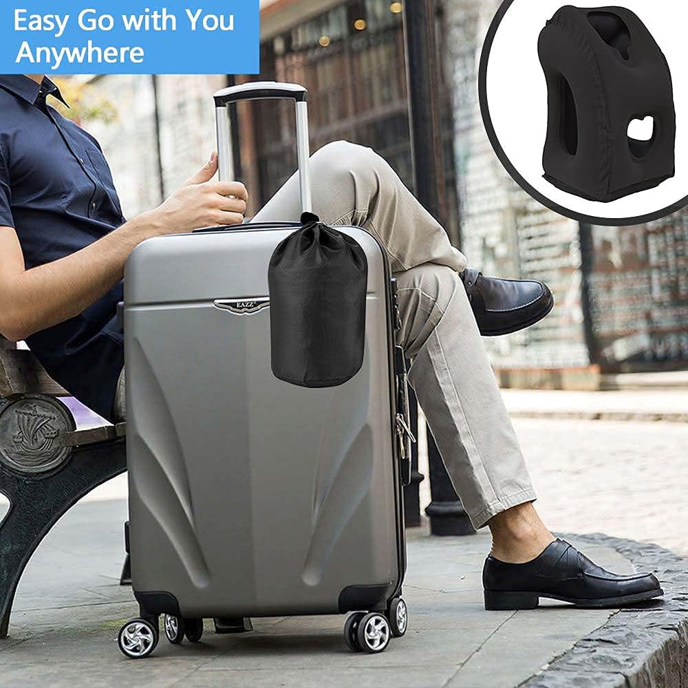 Inflatable Travel Pillows for Airplane, Blow Up Neck Pillow for Sleeping, Airplane Travel Essentials for Long Flight Support Head, Neck and Lumbar, Used for Car/Bus/Train/Office Rest, Adults Kids