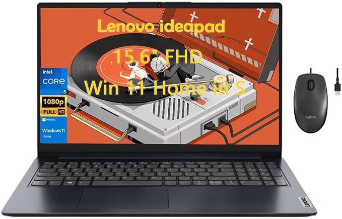 Lenovo IdeaPad 15.6" FHD Laptop, Intel Core i5-1235U (10 Core up to 4.40 GHz), Intel Iris Xe Graphics, 16GB RAM, 1TB SSD, SD Card Reader, WiFi 6, HDMI, Windows 11 Home in S, Abyss Blue
