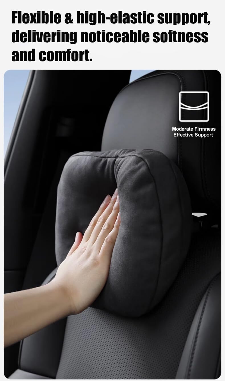 Car Neck & Lumbar Support Pillow Kit - 100% SUGENRO Sorona Bio-Fiber, Ergonomic 2PC Set, Highly Resilient & Breathable, Relieves Neck & Back Pain for Driving (Coffee Brown)