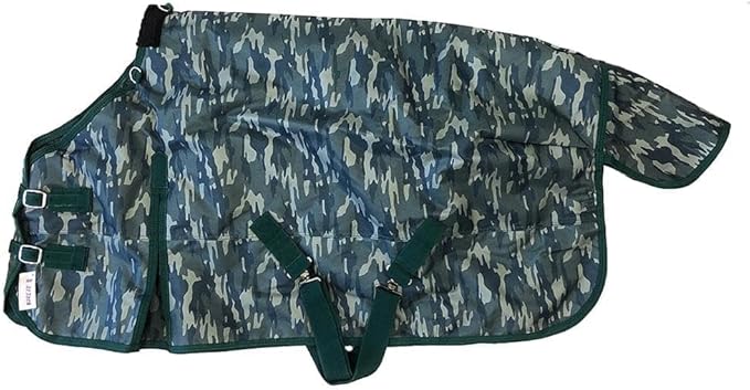 AJ Tack 1200D Waterproof Winter Pony Blanket - 300g Heavyweight Turnout with Fleece Collar, Shoulder Gussets & Tail Flap - Camouflage 62"