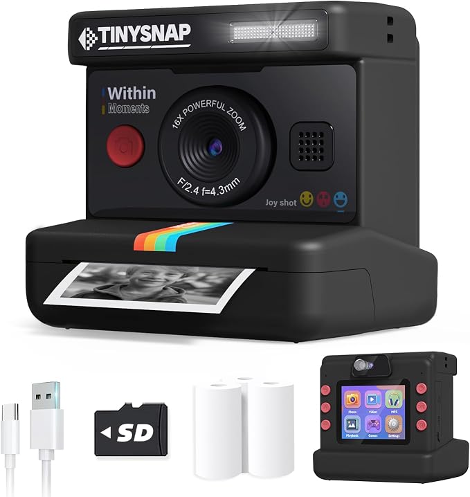 Instant Print Camera for Kids, Dual Len Kids Cameras