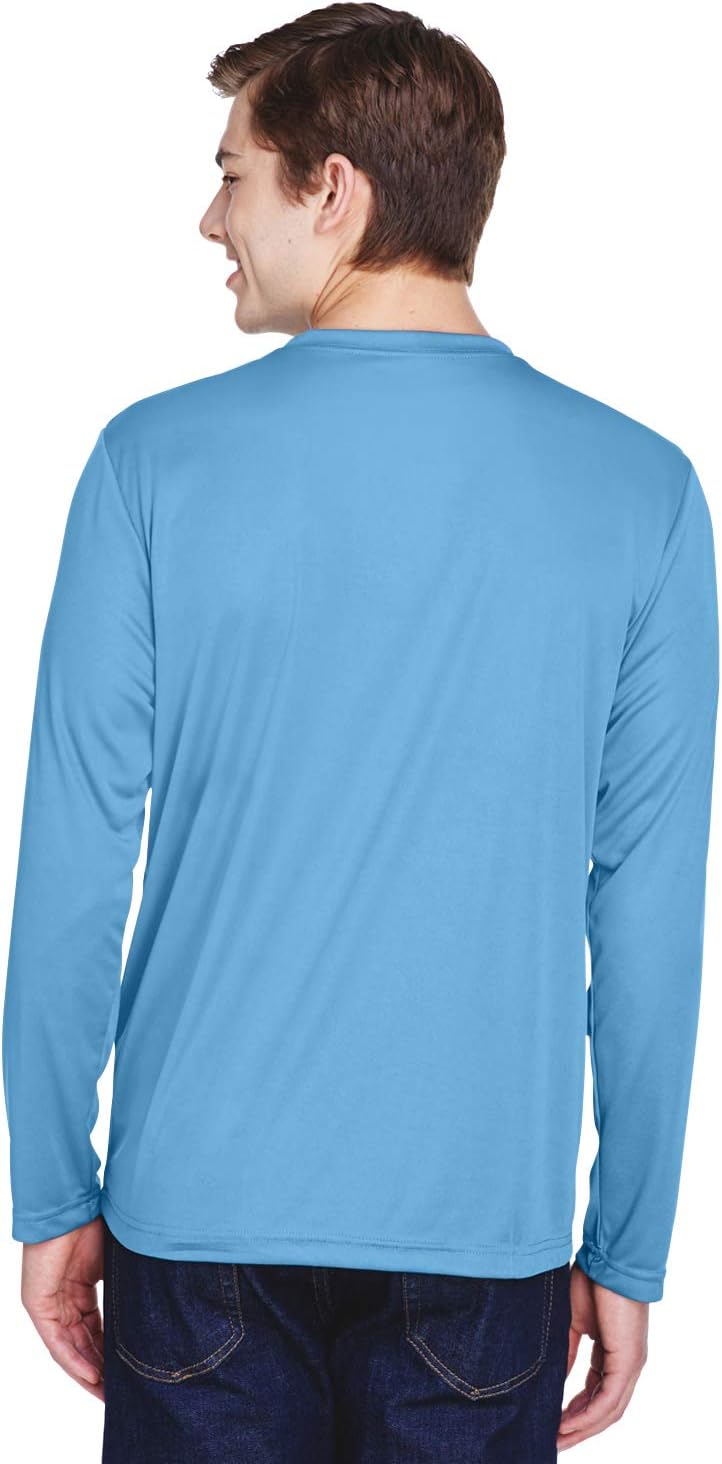 Team 365 Men's Zone Performance Long-Sleeve T-Shirt - Lightweight Athletic Wear in Light Blue