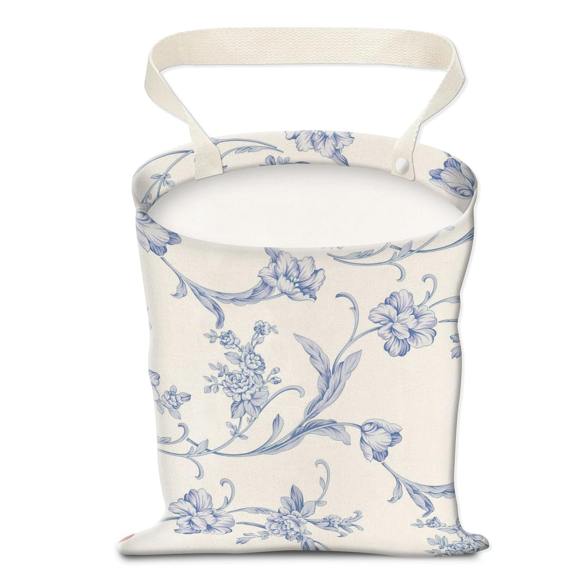 Car Trash Can, Hanging Garbage Bin for Men and Women, Cute Car Organizer and Storage Bag, Canvas Vehicle Trash Can Bag Easy-to-Install Cute Blue Floral