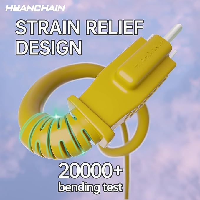 HUANCHAIN Outdoor Extension Cord 60 Foot Waterproof, 16/3 Gauge Flexible Cold-Resistant Appliance Extension Cable Outside, 10A 1250W 16AWG, 3 Prong Electric Cord Yellow, ETL