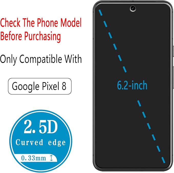 2 Pack Screen Protector for Google Pixel 8