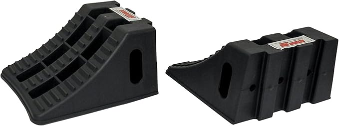 Extreme Max 5800.5852 Heavy-Duty Interlocking Wheel Chock for Tandem Axle Trailers and RVs - 9.2" x 8.2" x 4.7", Pair