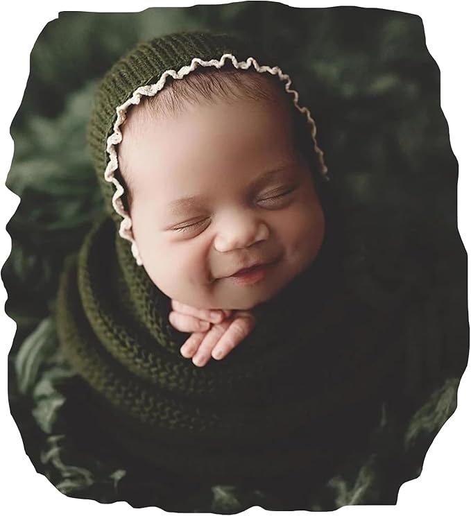 Newborn Photography Props Wraps & Ruffle Edge Bonnet