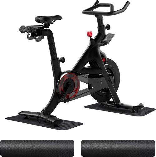 2PCS Bike/Rowing Machine Mat for Carpet Floors, Compatible with Peloton/Yosuda, Bike Mat for Hardwood Floors, Under-Equipment Floor Pad for Carpet, Indoor Stationary Cycling, Noise & Shock Absorption