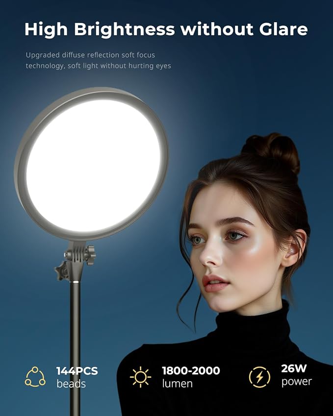 Aureday 12” Ring Light with Stand and Phone Holder, 79” Tall LED Circle Light