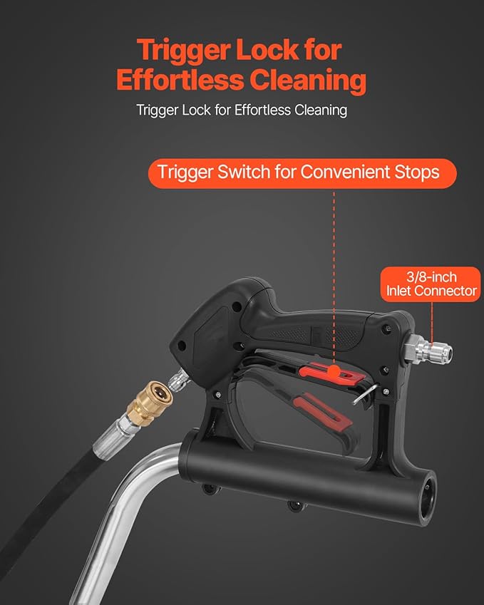VEVOR 18 Inch Pressure Washer Surface Cleaner, 4000 PSI Stainless Steel Attachment with 4 Wheels, 2 Nozzles, 3/8 Inch Quick Connect and Dual Handle for Concrete, Patio, Sidewalk