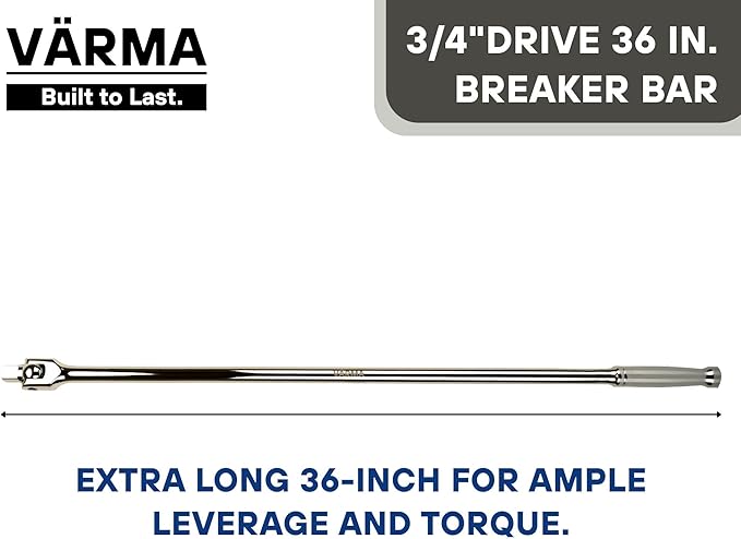 3/4” Drive 36-inch Breaker Bar with 180° Flex Head | High Alloy Steel Heavy-Duty Long Handle Torque Bar for Truck, Industrial, and Construction Applications