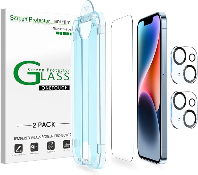 amFilm Tempered Glass Screen Protector + Camera Lens Protector