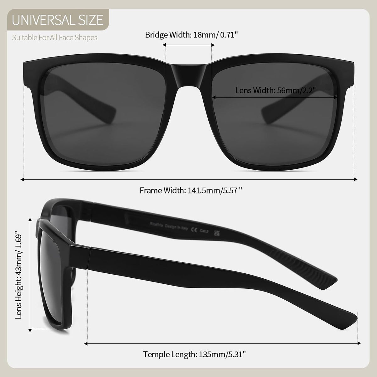 Skiennix Sports Sunglasses - Polarized UV Protection | Trendy Oversized Square Design for Men