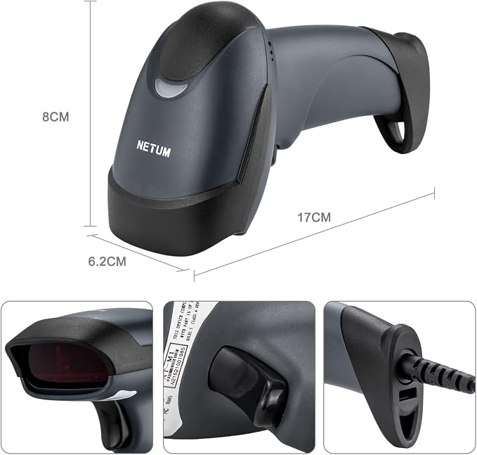 NETUM USB Laser Barcode Scanner, Handheld 1D Wired Bar Code Scanner Scanning