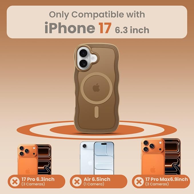 toushion for iPhone 17 Case Cute Brown, Fits MagSafe, Matte Skin Feeling Back