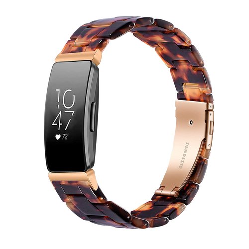 iLVANYA Resin Band Compatible with Fitbit Inspire 2 /Inspire HR/Inspire Bands Women, Adjustable Wristband for Fitbit Inspire Accssorises (Tortoise Stone)