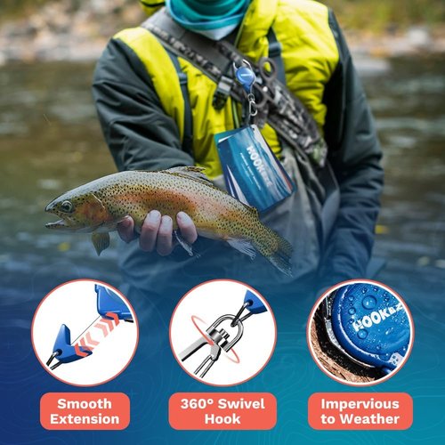 HOOK-EZE Fishing Knot Tying Cards - Waterproof Guide to 12 Essential Knots with Zinger Retractor | Perfect Fishing Gift for Men