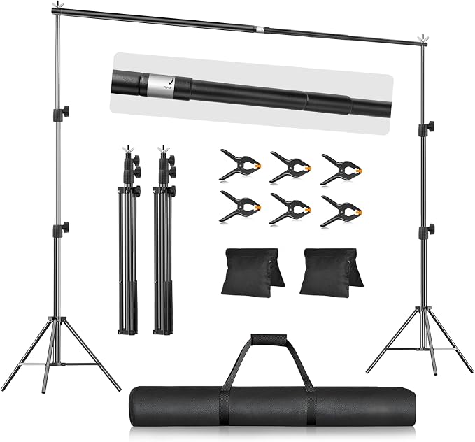 EMART 10x7.9FT Backdrop Stand, Photo Video Studio Adjustable&Lockable Heavy