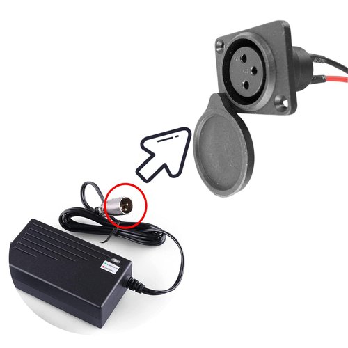 GYL XLR Charging Port Cable Replacement for E-Bike, E-Scooter, Mobility, Wheelchair - Drive Medical Female Jack Connector Adapter Currie BA-071-7 Cable with Waterproof Cover 3 Wire 3-Pin