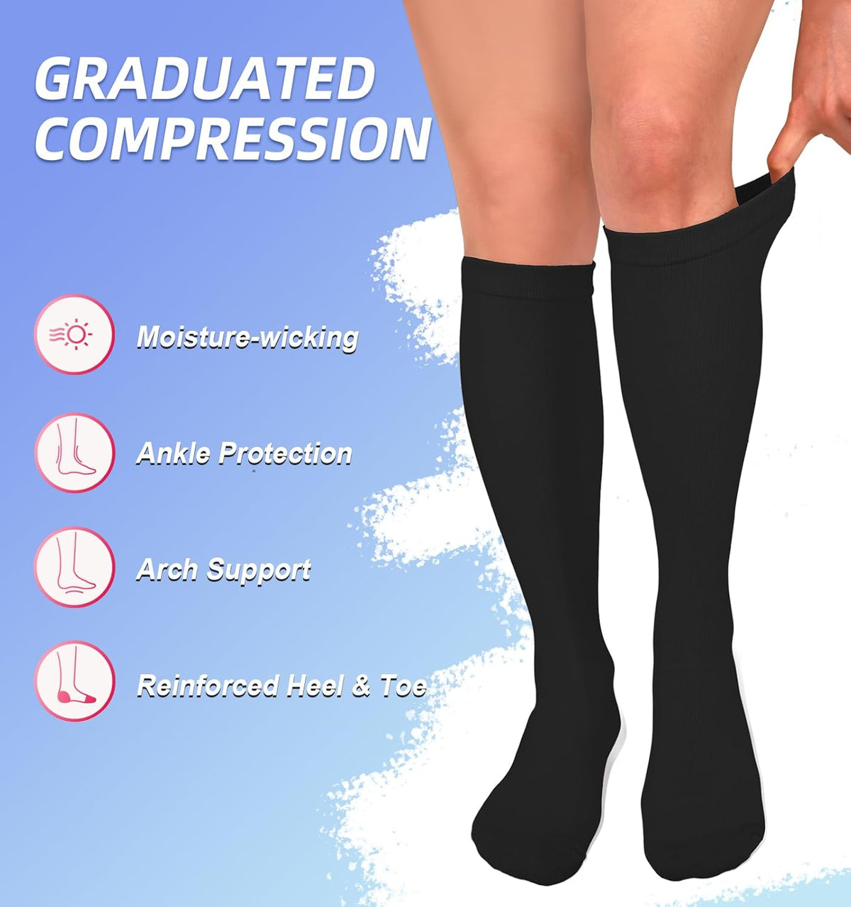 Skiennix Compression Socks - 15-20 mmHg Circulation Support for Men & Women | 4 Pairs for Nurses, Running & Travel