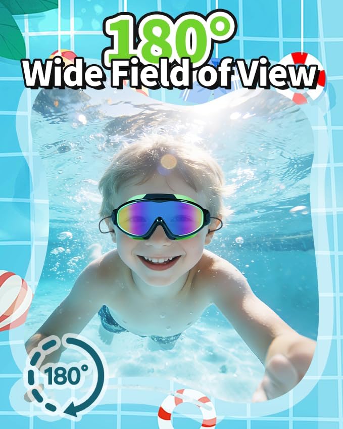 Skiennix Swim Goggles - Anti-Fog & UV Protection | Wide View, No Leakage, 2 Pack for Kids 3-15 with Earplugs