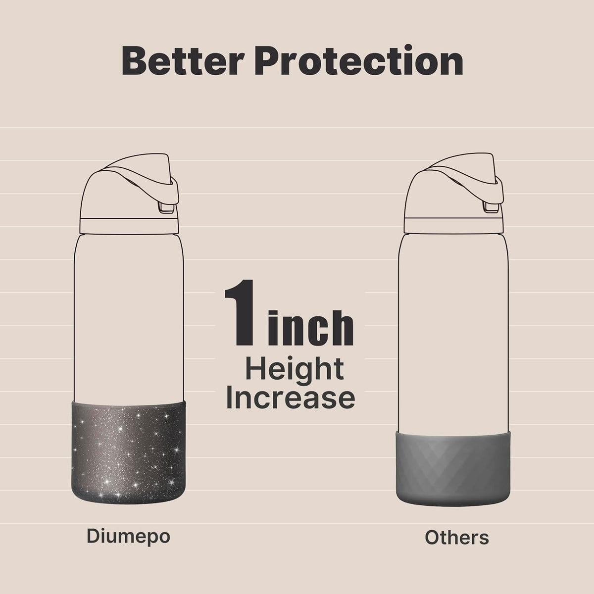 Owala Silicone Boot - Anti-Slip Protective Sleeve for 40 oz Water Bottles | Glitter Black