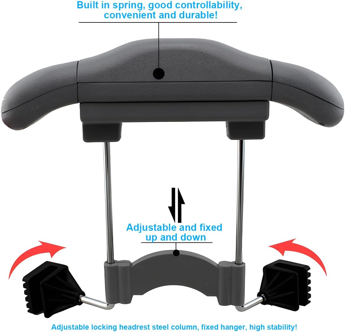 Bittwee Multifunctional Retractable Automotive Headrest Back Seat Coat Hanger Hook Organizer Holder for Clothes, Suits, Jackets, Shirts, Universal for SUV, Truck, RV
