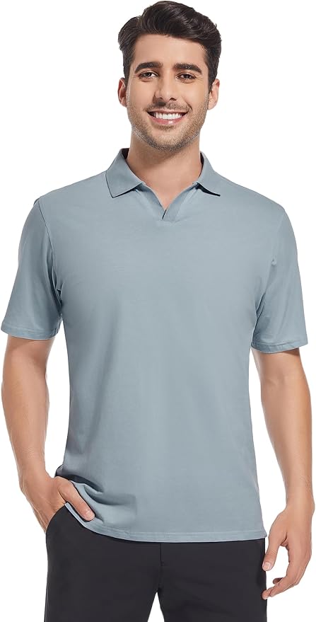 Esabel.C Jacquard Golf Shirts for Men Moisture Wicking Short Sleeve Performance Dry Fit Active Mens Polo Shirts