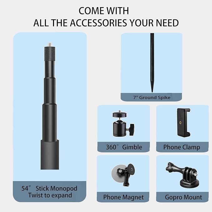 Golf Monopod Selfie Stick with Metal Ground Spike | Magnetic Phone Holder 52"
