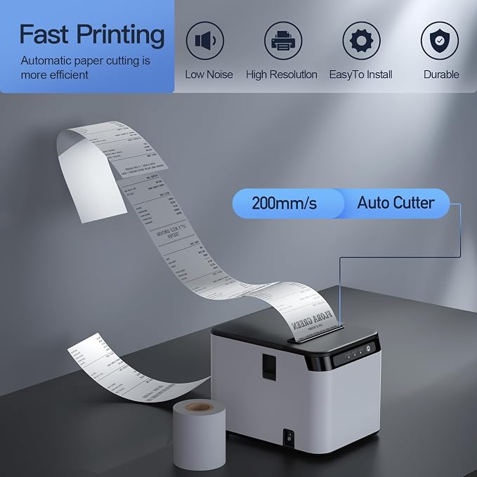 Bisofice 80mm Receipt Printer ESC/POS Thermal Printer Desktop Direct Print